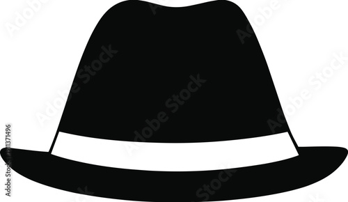 Black silhouette of a lone traveler camping in the wilderness with a tent and sleeping bag near pine trees and mountains under a moon.