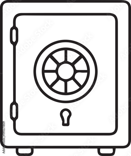 Art & Illustration, Security safe box black line icon for finance and protection