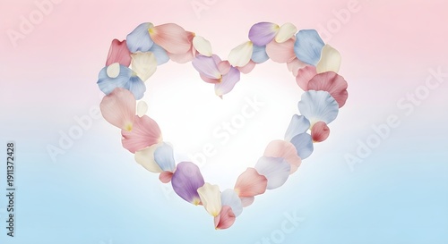 Pastel Heart Frame on Gradient Background.