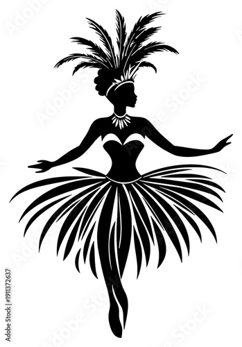 Silhouette of a Beautiful Samba Dancer at Rio Carnival Festival
