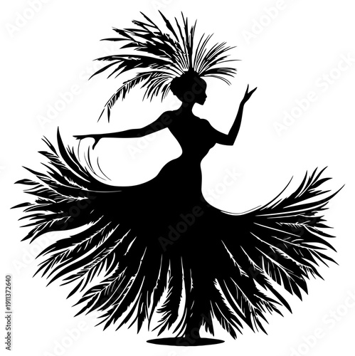 Silhouette of a Beautiful Samba Dancer at Rio Carnival Festival