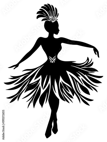Silhouette of a Beautiful Samba Dancer at Rio Carnival Festival