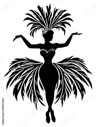 Silhouette of a Beautiful Samba Dancer at Rio Carnival Festival