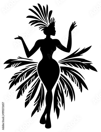 Silhouette of a Beautiful Samba Dancer at Rio Carnival Festival