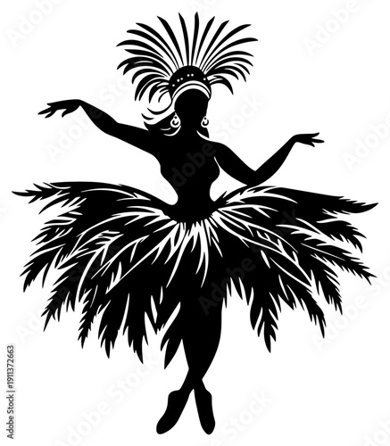 Silhouette of a Beautiful Samba Dancer at Rio Carnival Festival