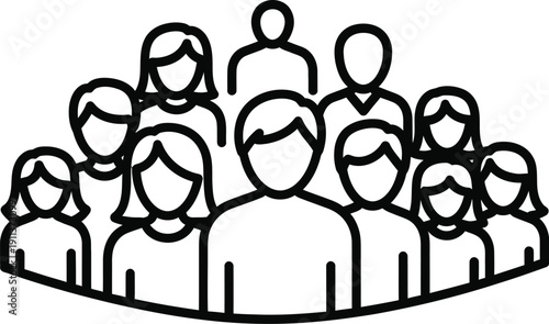 Line art icon of people silhouette isolated on transparent background