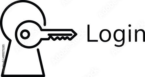 Line art icon of key in keyhole for login isolated on transparent background silhouette