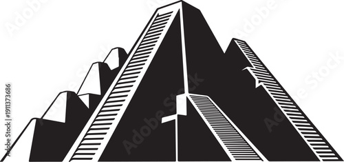 Illustration of a stylized pyramid with geometric lines and shapes