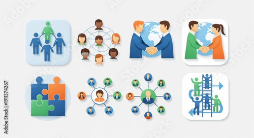 Collection of Business and Social Connection Icons.