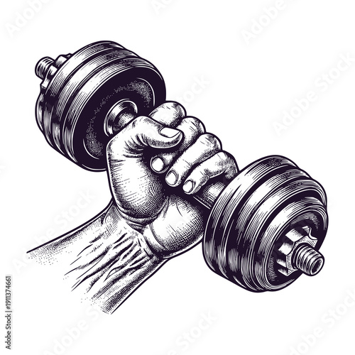 hands holding dumbbells