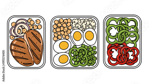 Healthy meal prep: vibrant lunch containers with vegetables