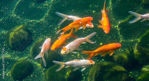 Vibrant Koi Fish Swimming in Serene Pond Water