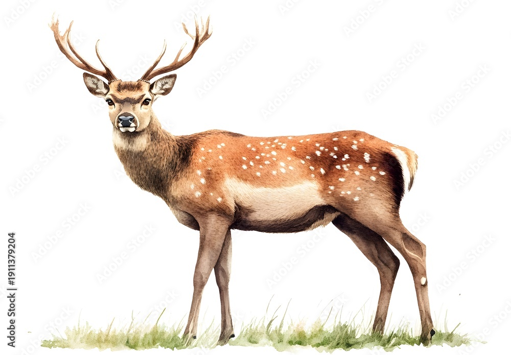 Obraz premium Majestic Sika Deer in Watercolor