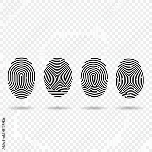 Abstract background vector in black and white featuring a unique biometric fingerprint pattern as a digital security identification symbol for criminal detective investigations
