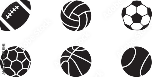 Sports ball variety pack featuring american football volleyball basketball and soccer art