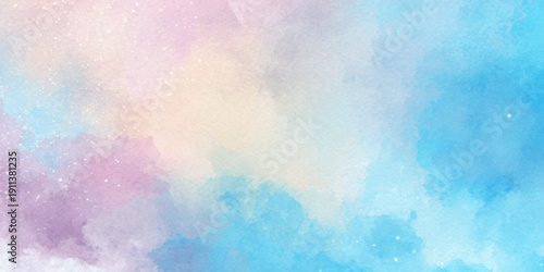 A soft and dreamy watercolor background featuring blended pastel shades of blue pink and cream colors