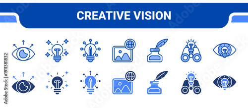 Creative Vision Icon Collection,  featuring Artistic, Creative, Creativity, Imagery, Inkwell, Perspective, Visionary.