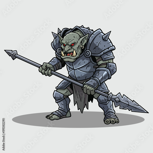 Armored Orc Warrior with Spear