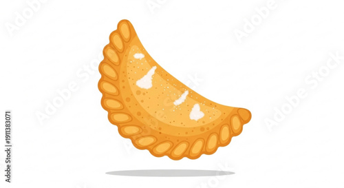 Golden Empanada Isolated on White Background