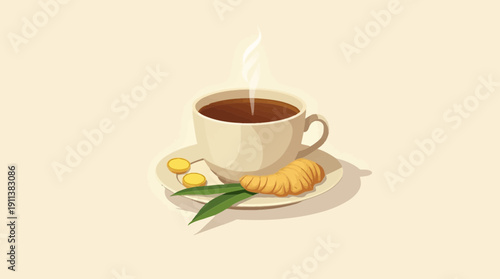 Herbal Ginger Tea with Leaves