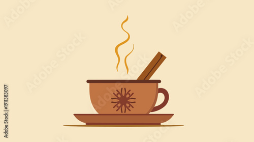 Hot Chocolate Cup with Cinnamon Stick