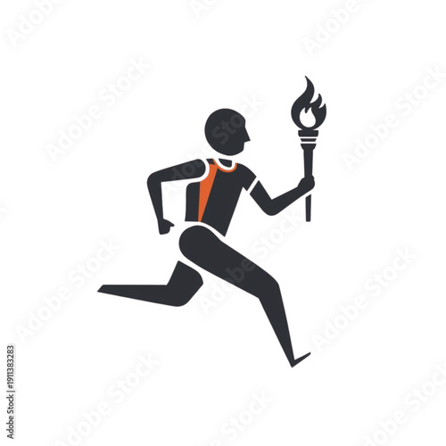 Silhouette of Runner Holding Torch in Dynamic Pose