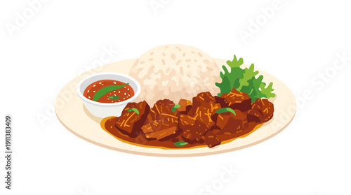 Black Pepper Beef with White Rice
