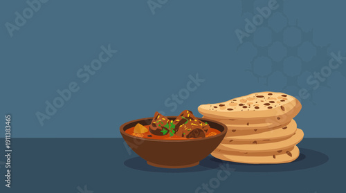 Rich Beef Curry and Traditional Naan