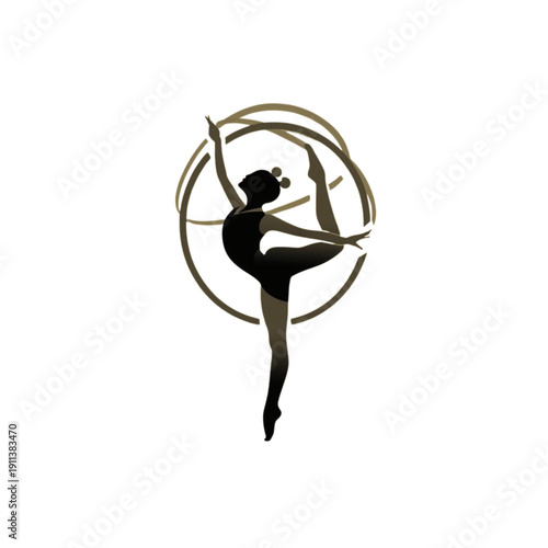 Silhouette of Aerial Hoop Performer in Graceful Pose