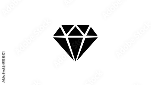 Black Diamond Gemstone Icon, Faceted Jewel Symbol, Luxury Precious Stone Graphic