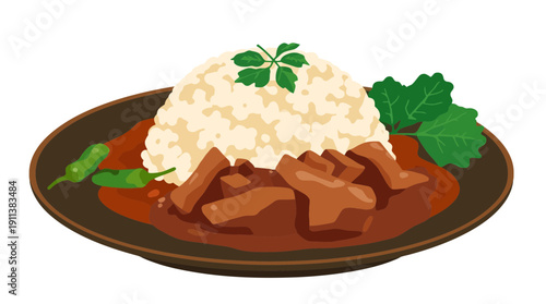 Beef Stew Meat with White Rice