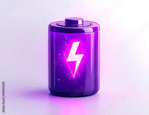Wallpaper Mural A shiny purple battery with a glowing pink lightning symbol Torontodigital.ca