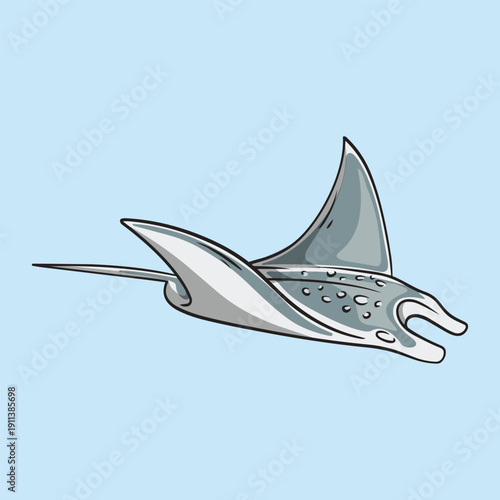 Hand Drawn Manta Ray Sea Creature Illustration