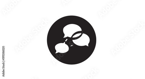 Speech Bubbles Icon in Minimalist Design with Monochromatic Color Scheme on Circular Background for Social Media