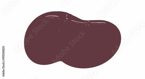 A smear of dark red liquid, resembling human body organs such as kidney or liver, on a white background with a glossy appearance and smooth texture.