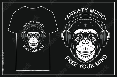 entertainment privacy in the midst of busy urban areas vector monkey illustration artwork design for print