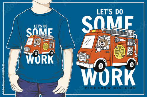 cute bear fire crew vector animal artwork design for printing