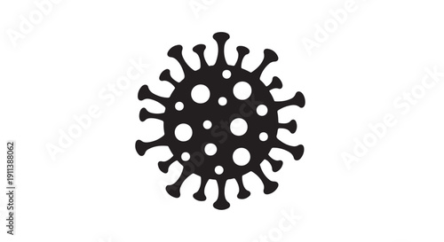 Virus Icon in Simple Flat Design with Dark Gray Color on White Background for Medical Illustration