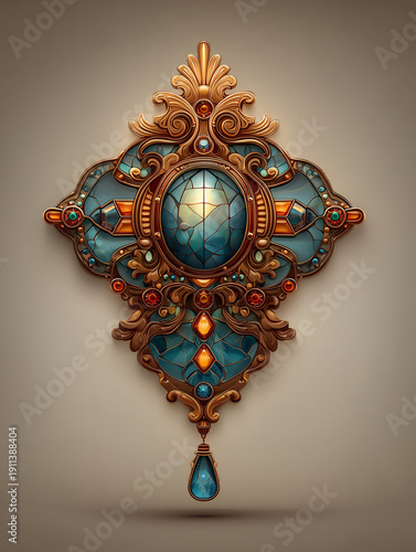 close up of stained glass window design in church