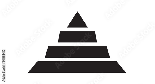 Black Pyramid Silhouette in Minimalist Style with High Contrast Lighting on White Background for Business Infographic