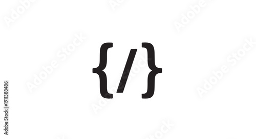 Code symbol on white background in modern minimalist style with soft natural lighting for tech blog