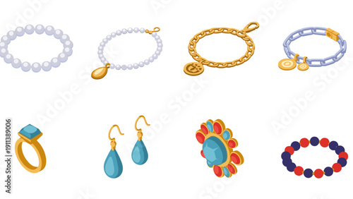 Elegant jewelry collection featuring isometric bracelets and earrings