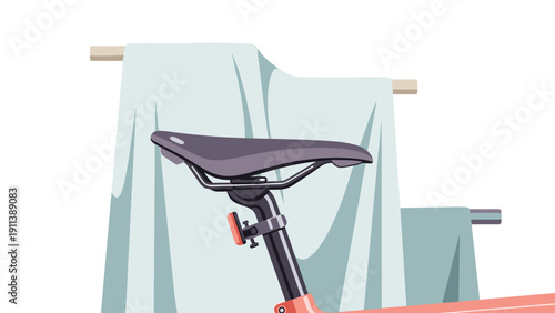 Modern bicycle seat with towel in minimalist design