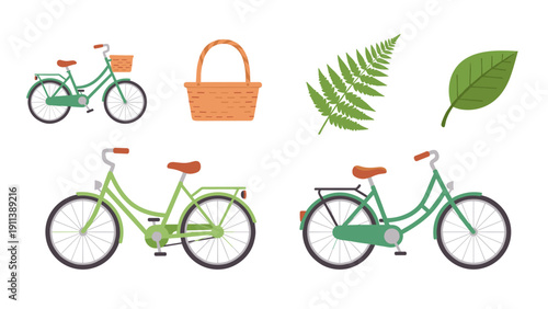 Retro bicycles and nature elements for eco-friendly design