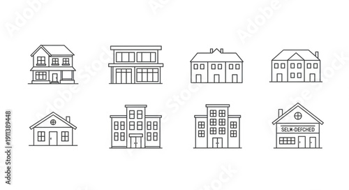 Collection of Hand Drawn Building Illustrations.