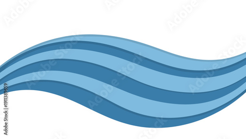 Abstract blue wave pattern on white background in flat design style