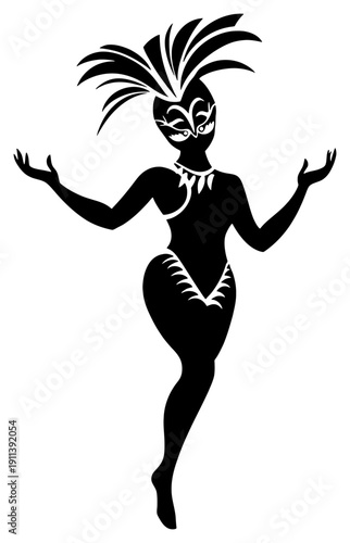 Mysterious Masked Character Illustration for Brazil Carnival Festival