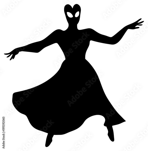 Silhouette of a Masked Samba Dancer with Feathered Headdress at Rio Carnival