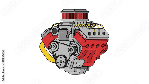 Detailed mechanical engine design featuring v8 anatomy for technical and educational use