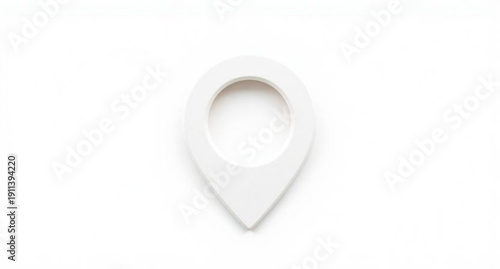 A blank white map pointer stands isolated on a clean porcelain plate like a round china dishware object in an empty restaurant kitchen